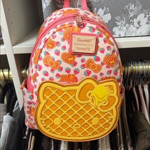 Sanrio Waffle Design Loungefly Backpack - Pink and Orange